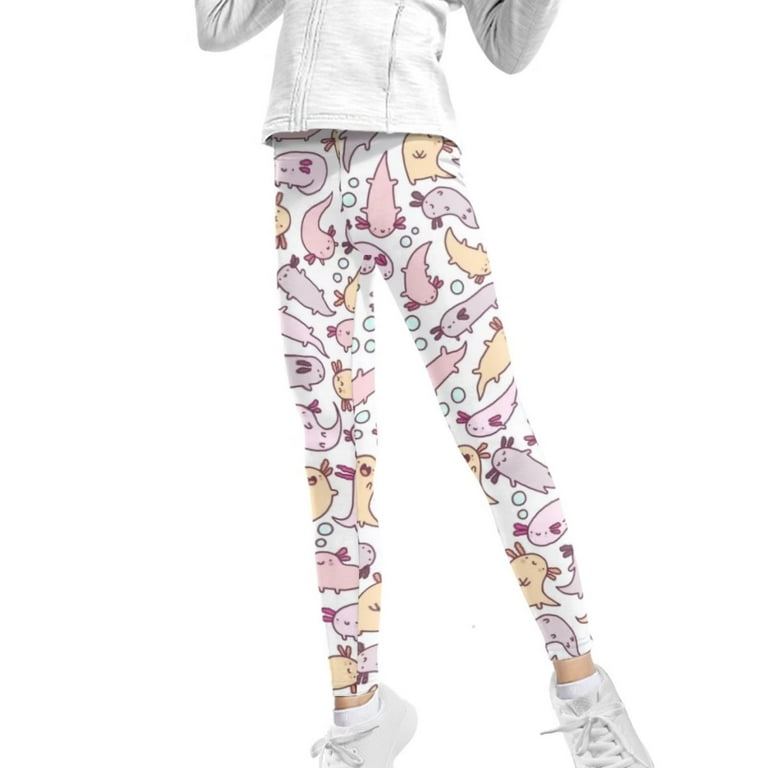 FKELYI Floral Sloth Kids Leggings Size 12-13 Years Comfortable Walking Pink  Active Tights for Girls Quick Drying Yoga Pants High Waisted Butt Lift 