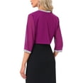 thumbnail image 3 of Cárdigan Corto de Chiffon con Lentejuelas para Mujer INSPIRE CHIC, Manga 3/4, Frente Abierto, Color Púrpura, Talla M, 3 of 6