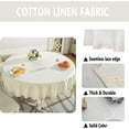 thumbnail image 3 of Heavy Weight Cotton Linen Tablecloth Lace Round Table Cloth for Kitchen Dining Room Tabletop Decoration, 62" - Round, Champagne, 3 of 6