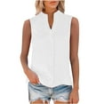 thumbnail image 4 of Tank Tops for Women under $5 Sleeveless V-Neck Cotton Linen Solid Casual Summer Casual Tank White L, 4 of 6