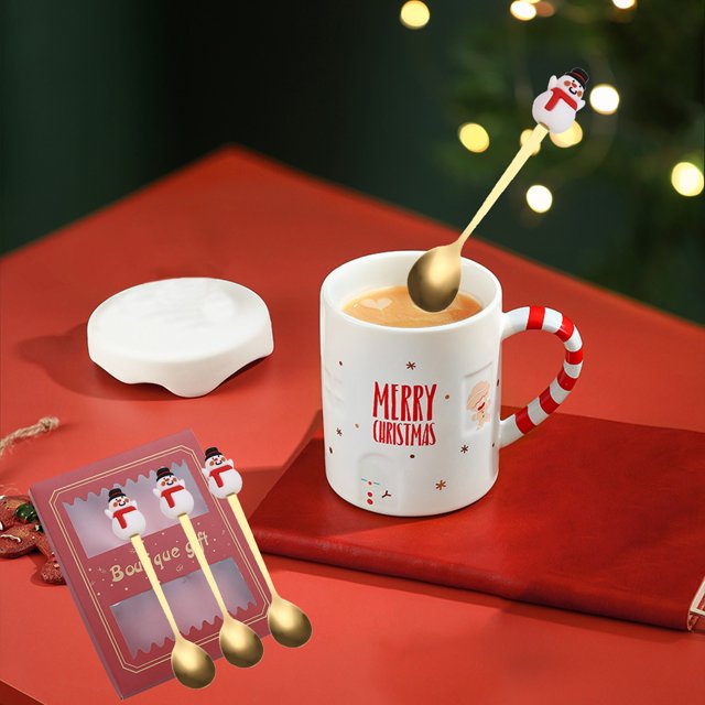 Xihbxyly Ofertas Relámpago de Hoy Prime Por Hora Cuchara de Acero Inoxidable Vajilla Navideña Creativa Cuchara de Café Cuchara de Postre Juego de Caja de Regalo
