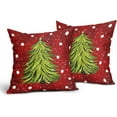 thumbnail image 2 of Red Christmas Pillow Covers 18X18 Inch Set of 2 Watercolor Green Xmas Tree Decorative Pillow Cases Winter Holiday Cotton Linen Cushion Case Farmhouse Christmas Decor for Home Couch Sofa Porch Outdoor, 2 of 6