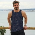 thumbnail image 6 of Fotbe Copper-Gold Gloss Outline Navy Dark Blue Pattern Men's Quick Dry Workout Tank Top Gym Muscle Tee Fitness Bodybuilding Sleeveless T Shirt Breathable Workout Shirt-Large, 6 of 9