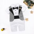 thumbnail image 2 of TOOYOU Boys Romper Baby Gentleman White Shirt Bowtie Tuxedo Onesie Jumpsuit Overall Breathable Playsuit Bodysuits For Toddler ,Size 3-6 Months Grey, 2 of 9