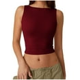thumbnail image 2 of Xunlbb Tops for Women Under $5 Women's Fashionable Solid Open Back Round-Neck Tank Top Sleeveless Casual Blouses Sleeveless Tops for Women Under $5 S-2XL, 2 of 8