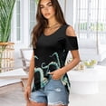 thumbnail image 2 of POLERO Women's Short Sleeve Shirts Cold Shoulder Tops Soft V Neck Blouse Tunic Shirt Sexy Octopus Art Print for Vacation Beach Hawaii Tshirt Casual Travel 2XL, 2 of 7