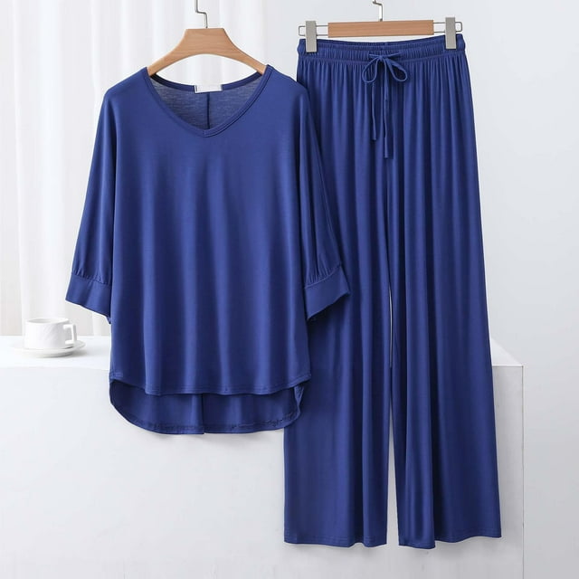 Weiqiqre Pyjamas pour Femmes Pyjamas Rafraîchissants Ensembles d'Été Assortis Manches Courtes Ensemble de Détente Femmes
