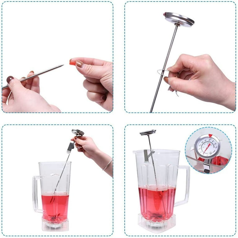 Milk Thermometer, Instant Read Dial Thermometer with Clip and 165mm Probe  Length Stainless Steel Candy/Deep Fry Thermometer for Water Coffee Milk