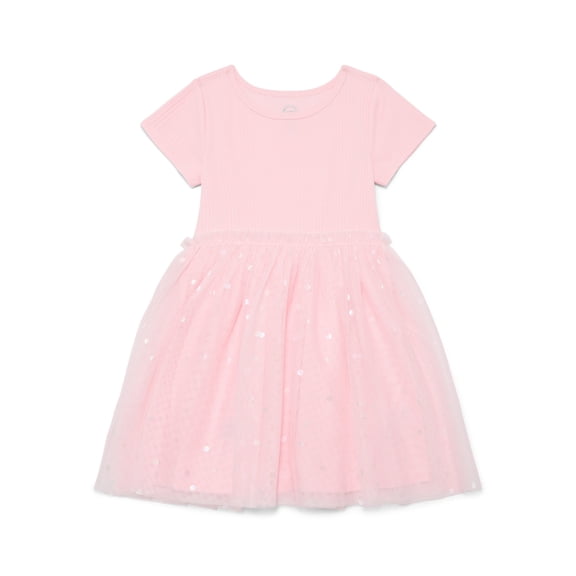 Wonder Nation Girls Tutu Dress with Short Sleeves, Sizes 4-18 & Plus
