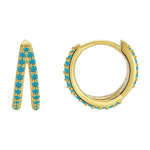 Gold Plated Huggie Bohemian Turquoise Hoop Earrings Gold Small Hoop Earrings For Women Jewelry Gift Local warehouse Fast delivery