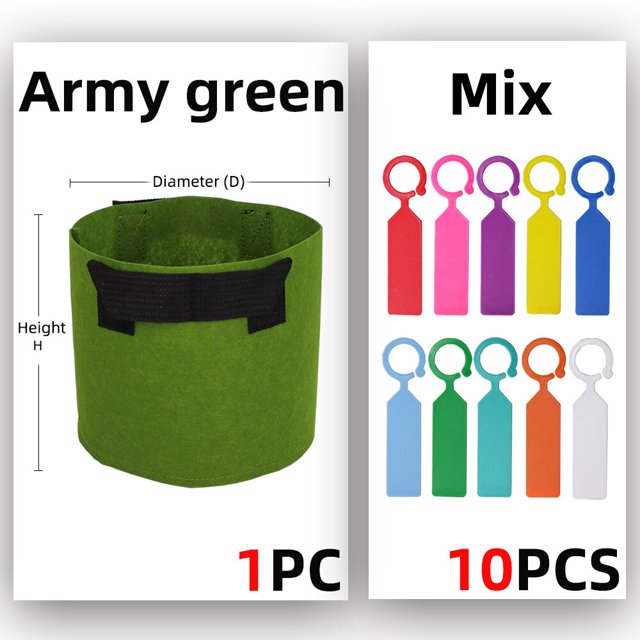 1-20Gallon Garden Grow Bag w/ Handles with Plant Label Indoor Outdoor Fabric Aeration Plant Pot Container Flower Vegetable Pouch10Gallon (D40xH30cm) He Qiyong unisex