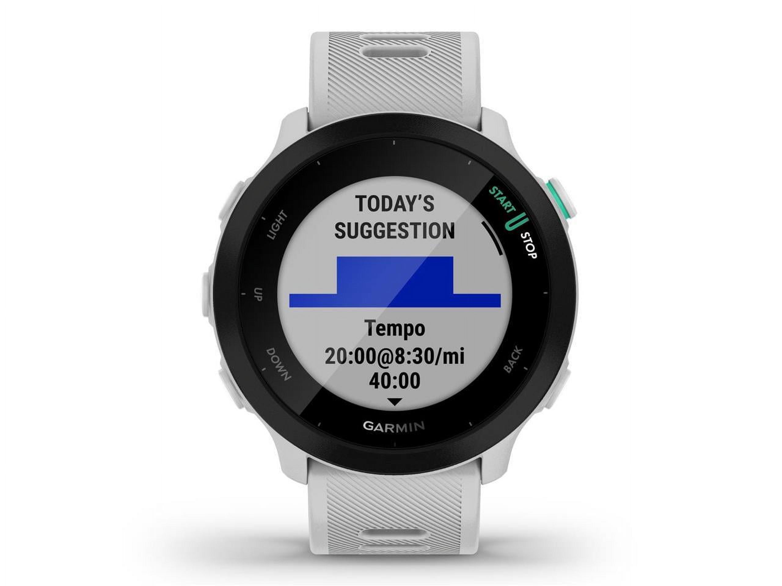 Garmin Forerunner 55, GPS Running Watch with Daily Suggested Workouts, Up to 2 weeks of Battery Life, White - image 2 of 5