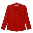 thumbnail image 6 of FAOWME Toddler Kids Boys Linen Shirt Button Up Long Sleeve Solid Color Lightweight Comfortable Tees Tops With Pocket For Casual Daily Wear,Red,9-10 Years, 6 of 9