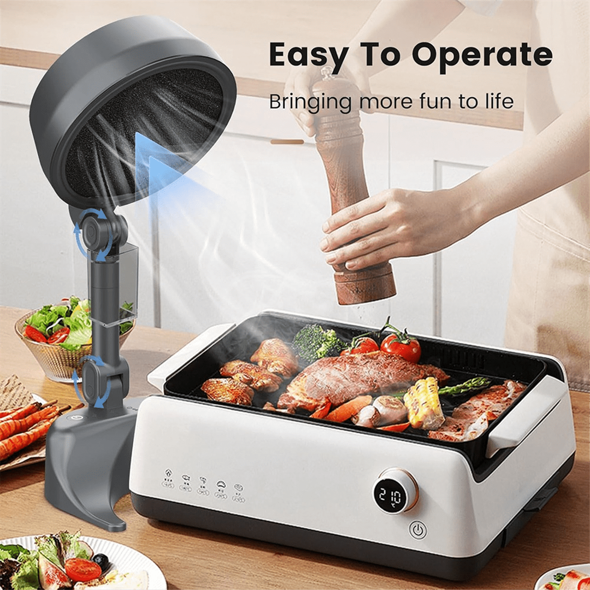 Portable Desktop Range Hood,Portable Range Hood Exhaust Fan,Portable Exhaust Fan Filtering Fumes with Low Noise,1 * desktop range hood 1 * charging cable,Dark Gray