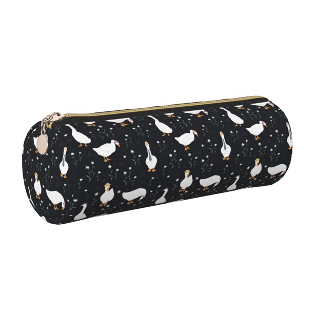 Disketp Fashionable Goose Estuche Organizador de Lápices de Cuero, Estuche de Oficina con Cremallera para Bolígrafo y Lápiz