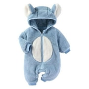 GEZHEN Baby Snowsuit Hooded Romper Furry Baby Fuzzy Suit Outfits Adorable Cartoon Hoodies Unisex Baby Winter Essentials Winter Baby Boy Clothes 0-6 Months