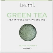 Teami Exfoliating Konjac Facial Sponge - Cleansing Pore Refining Face Sponges (Green Tea)