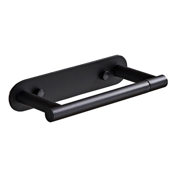 Portarrollos de papel higiénico, dispensador de rollos de papel higiénico, moderno estante de almacenamiento de pared Negro