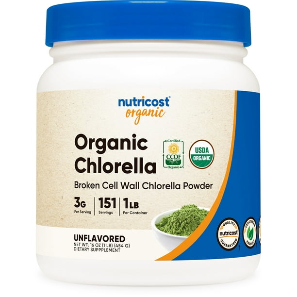 Nutricost Pure Organic Chlorella Powder 16oz 3000mg per Serving, Supplement