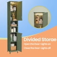 thumbnail image 6 of LEDREM Bathroom Storage Cabinet 67" Tall Narrow Wooden Freestanding Cabinet with Automatic Door Lights, Adjustable Shelves,Green, 6 of 7