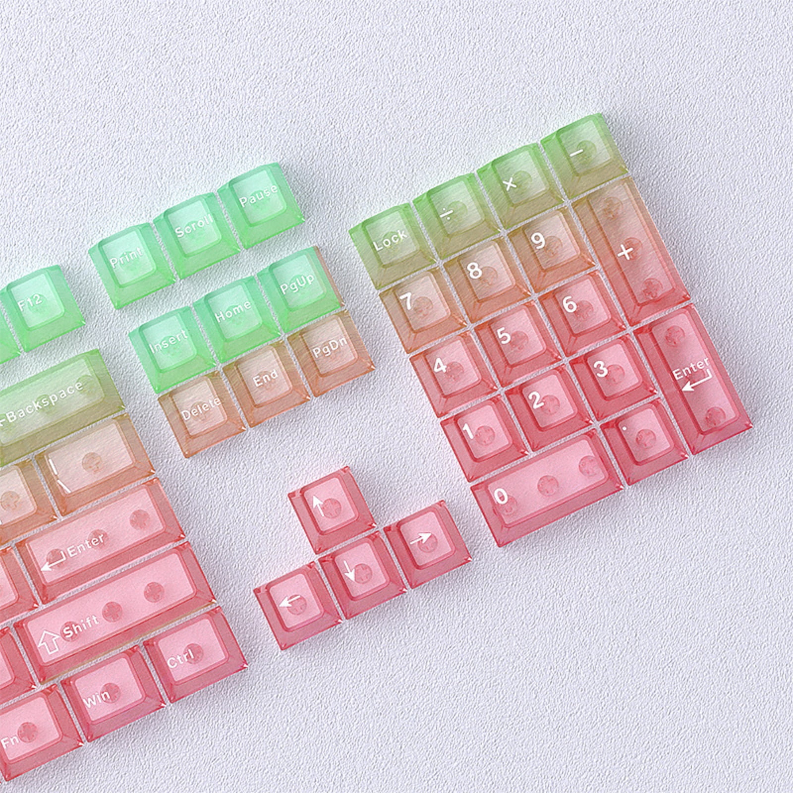 Transparent Gaming Keycaps Multi-Color 60 / 75 / 104 Layouts