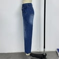 thumbnail image 5 of YanHoo Women's Wide Leg Jeans High Waisted Pull On Stretchy Baggy Basic Straight Denim Pants Loose Fit Casual Trouser Jeans Blue,S, 5 of 6