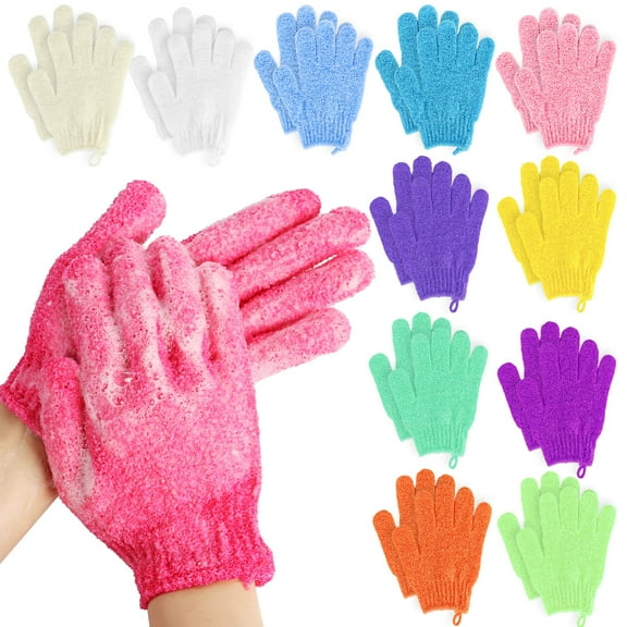 24 Pieces Exfoliating Bath Gloves,Made of 100% Nylon,12 Colors Double Sided Exfoliating Gloves for Beauty Spa Massage Skin Shower Scrubber Bathing Accessories(Random Color)