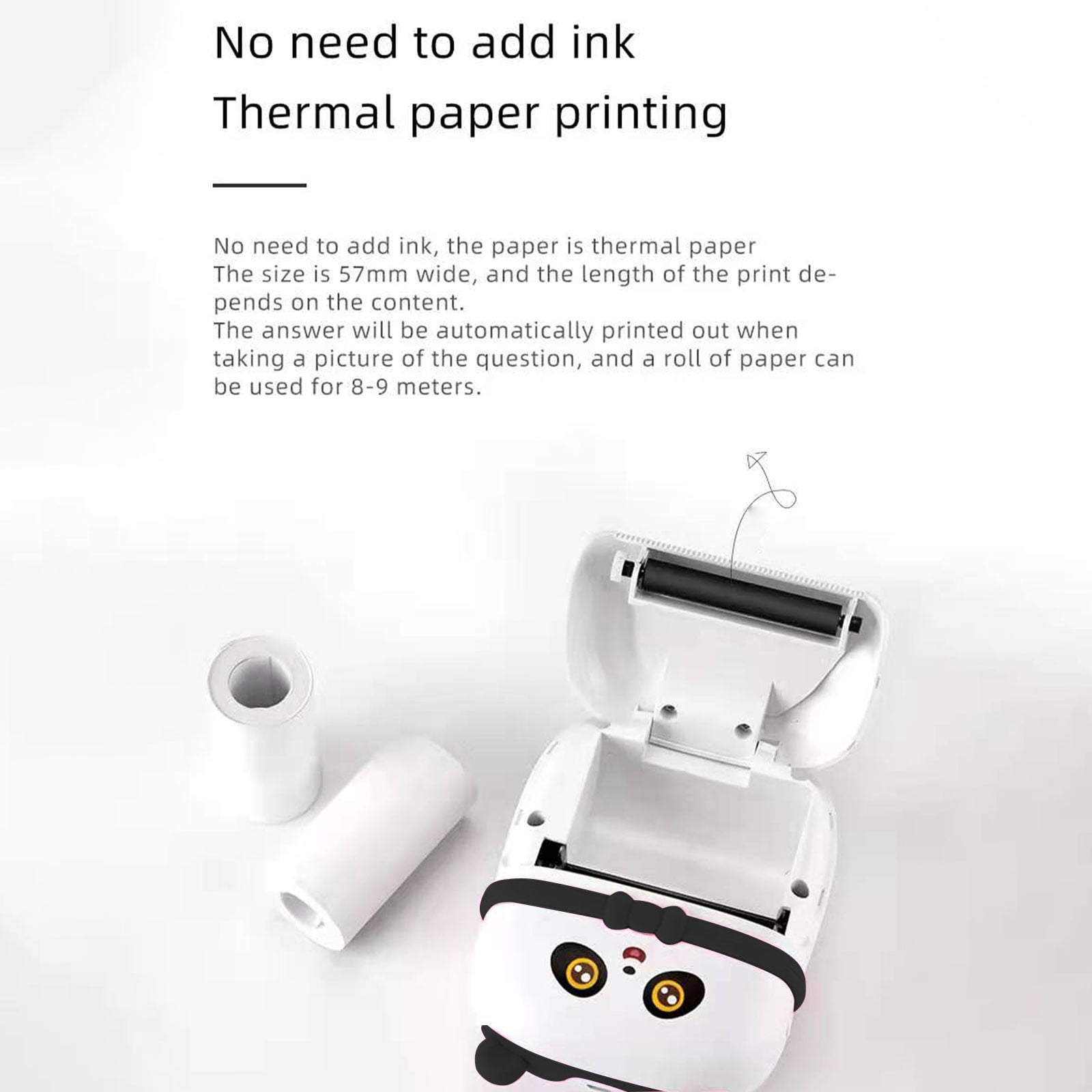 Mini Printer, 3.4x4.4inch Inkless Pocket Sticker Printer Machine, Bluetooth Thermal Printer with Built-In 2400mAh Rechargeable Battery for Work Plans, Notes & Gift Giving(Black)