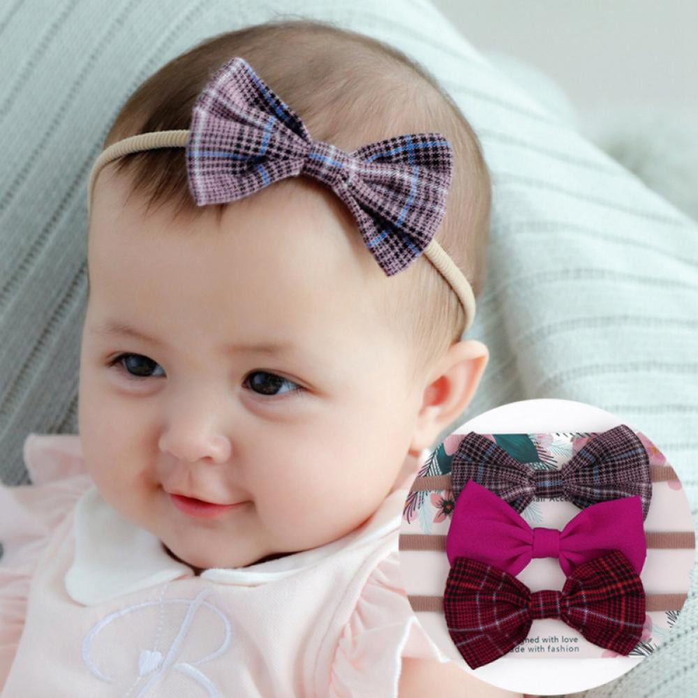 3pcs Newborn Headband Cotton Elastic Baby Print Floral Hair Band Girls Bow-knot 