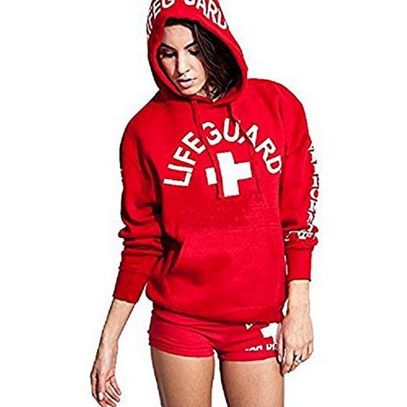 LIFEGUARD Women's West Coast Hoodie Sweatshirt Authentic (Large, Red)
