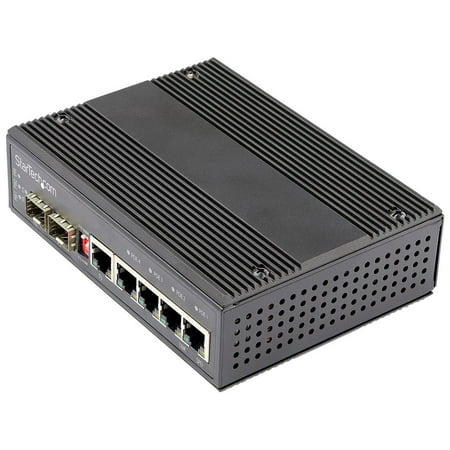 UPC: 0065030889834 | StarTech.com IES1G52UP12V Industrial 6 Port Gigabit Ethernet Switch – 4 PoE RJ45 +2 SFP Slots 30W PoE+ 12-48VDC 10/100/1000 Rugged Power Over Ethernet LAN Switch -40C to 75C – DIN Mountable (IES1G52UP