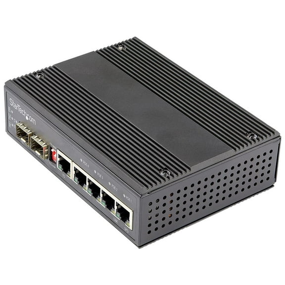 StarTech Industrial 5-Port Gigabit Ethernet Switch w/4 PoE RJ45 2 SFP Slots