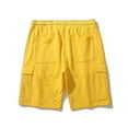 thumbnail image 5 of Huesdet Men's Hiking Cargo Shorts Fishing Outdoor Travel Camping Casual Golf Zipper Pockets(Yellow,L), 5 of 7