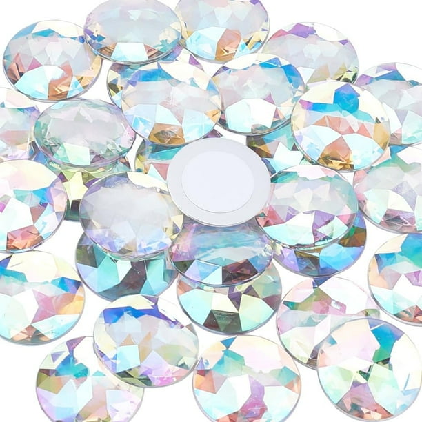 30 pegatinas de diamantes de imitación acrílicos autoadhesivas para manualidades facetadas semicirculares transparentes AB