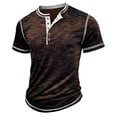 thumbnail image 3 of LUOGENLI Male T-shirts for Mens Male Spring Short Sleeve Solid Color Letter Stripe Stitching Short Sleeve Top T-shirts for Men Graphic Tee Easter Coffee S, 3 of 9