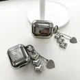 thumbnail image 4 of Luxury Electroplated Silver Earphone Box For Apple Airpods Pro2 Case for AirPods 1 2 3 Cover Simple Abstract Heart Keyring Shell 03 For AirPods 1 or 2, 4 of 5