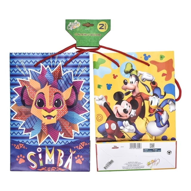 Bolsas para Regalo Prichos Celebrate Disney Mickey y Rey León Multicolor 2 Piezas