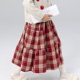 thumbnail image 4 of ASEIDFNSA Girls Plaid Skirt with Elastic High Waist Button Front Tiered Hem and A Line Fit (Red,6-7 Years), 4 of 5