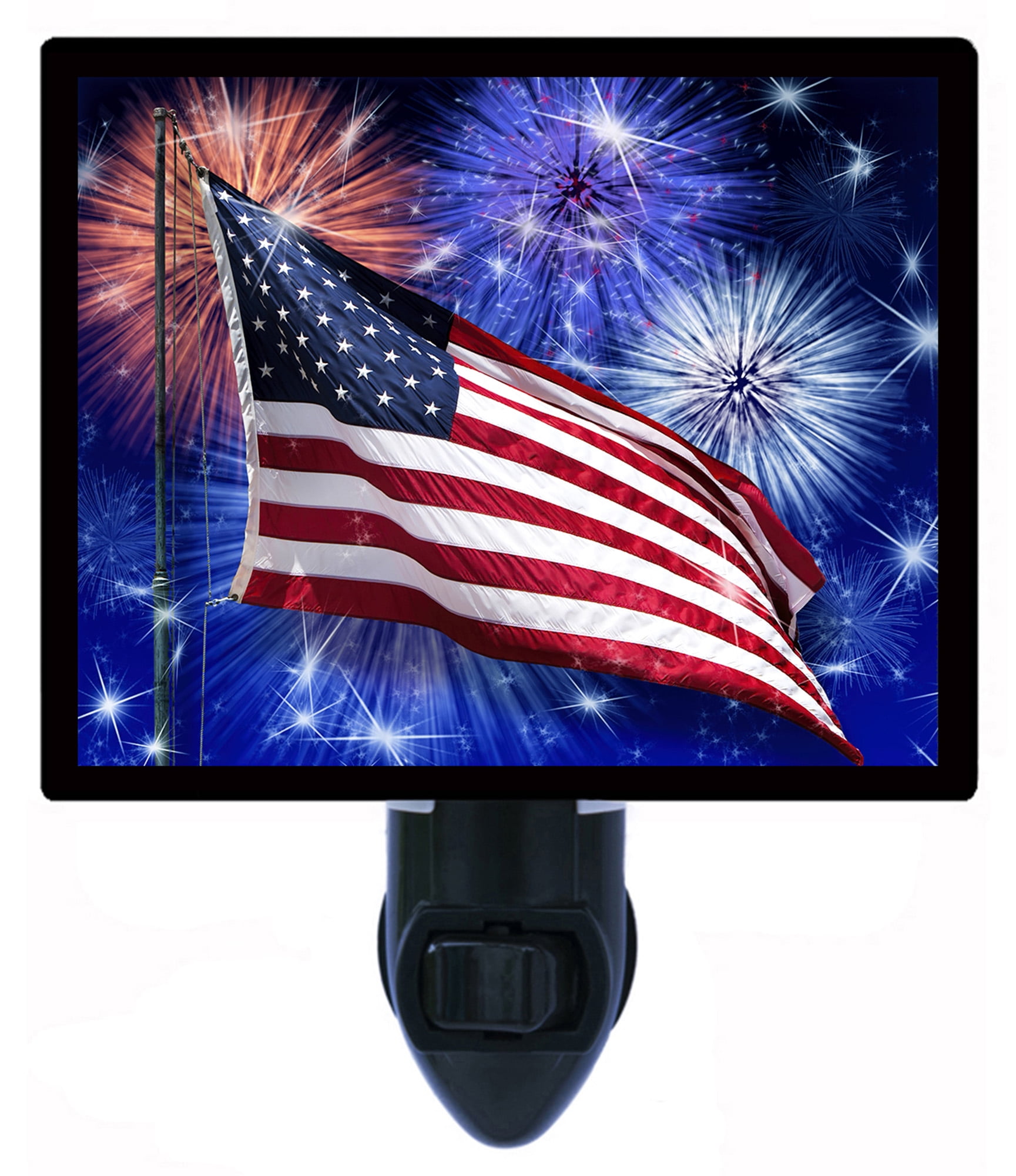 Night Light, Photo Night Light, USA Flag Fireworks, Patriotic, 4th of July plus FREE Switchable