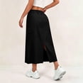 thumbnail image 4 of Women's Drawstring Waist Cargo Midi Skirt, Casual Solid Color Long Skirt with Pockets, Relaxed Fit Utility Skirt for Daily Outdoor Work Wear 02-Black XXL, 4 of 5