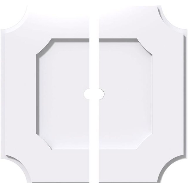 Ekena Millwork CMP34LE2-02000 34 in. OD x 2 in. ID Square Locke Architectural Grade PVC Contemporary Ceiling Medallion - 2 Piece