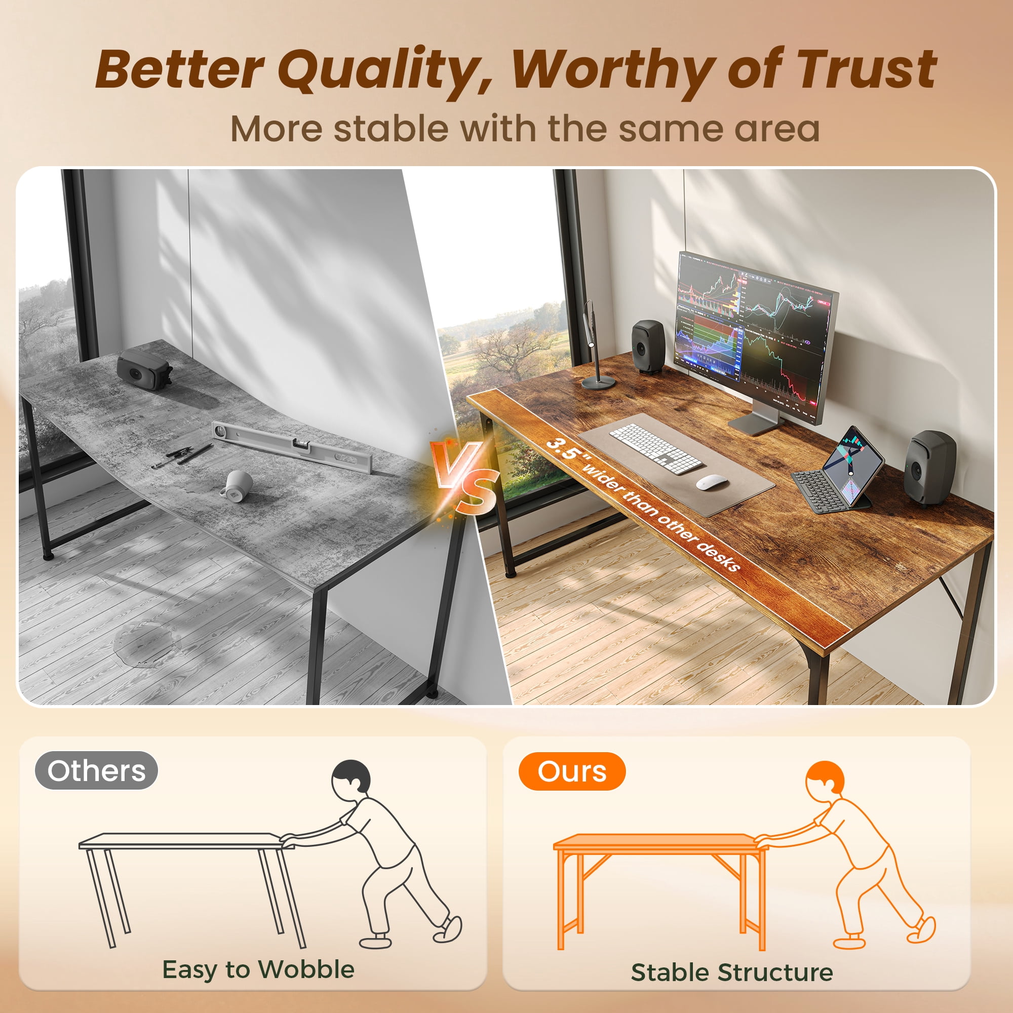 Escritorio de Computadora de 54", Escritorio Moderno para Oficina, Estudio y Gamer con Almacenamiento, Amplio Espacio para las Piernas, Estructura de Metal Resistente