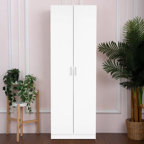 24 in. W x 71 in. H x 12 in. D 4-Shelf Wood Freestanding Cabinet in White Titanium