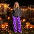 thumbnail image 2 of Trgacdwlo Halloween Pajama Pants Fuzzy Spooky Season Wide Leg Womens Flannel Pajama Pants Elastic Waist Winter Cozy Warm Lounge Pants Women, 2 of 6