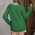 thumbnail image 4 of Annhoo Crochet Sweaters for Women Casual Long Sleeve Crewneck Knitwear Fall Fashion Cutout Pullover Tops, 4 of 7