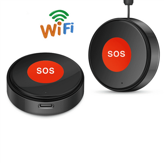 Tuya WiFi SOS Panic Call Button Smart Life APP Rechargeable Battery One Key Alarm for Patient Kids Elderly Man,1set x smart graffiti WiFi SOS emergency buttons,Black&Red