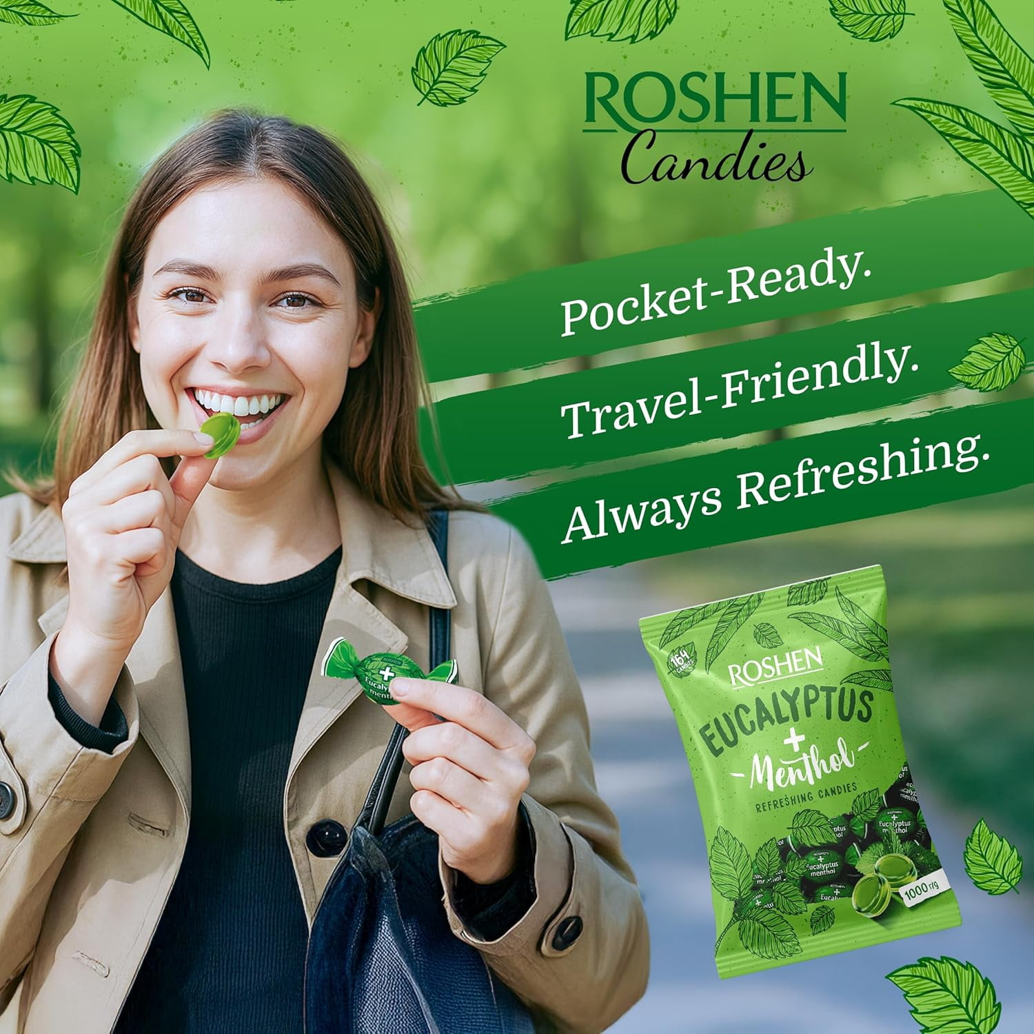Roshen Eucalyptus-Menthol Hard Candy, Refreshing Mint & Eucalyptus Flavor, 2.2 lbs (Pack of 2)