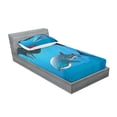 thumbnail image 2 of Ambesonne Cartoon Fitted Sheet & Pillow Sham Set, Swimming Shark Ocean, Twinxl, Blue Grey, 2 of 2