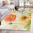 thumbnail image 3 of Vintage Red Area&nbsp;Rug 3x5ft Yellow Blue Poppy Watercolor Floral Plant Non-Slip&nbsp;Washable Square&nbsp;Rugs Soft Felt Indoor Floor Mat for Bedroom Kitchen Living Room Bathroom, 3 of 9