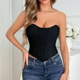 thumbnail image 3 of HOMBOM Womens Crop Tank Tops Shapewear Seamless Trendy Black Strapless Going Out Spring Bustier Corset Top for Women, 3 of 6